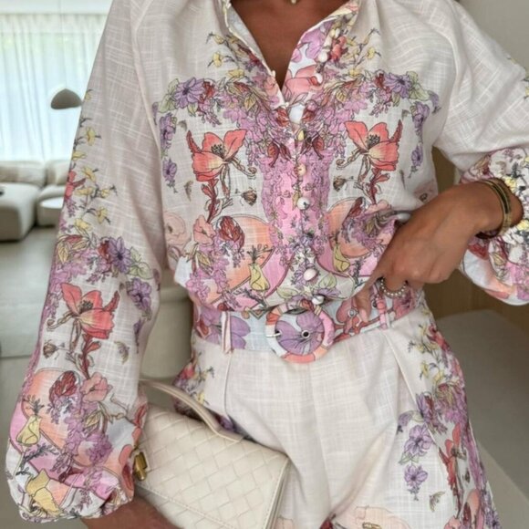 Lilly Printed Long Sleeve Shirt and Shorts Set - Picture 3 of 6